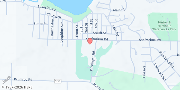 Map showing Lakemore United Methodist Church at 1536 Flickinger Rd., Lakemore, OH