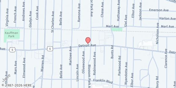 Map showing Lakewood New Life Church at 14224 Detroit Ave, Lakewood, OH