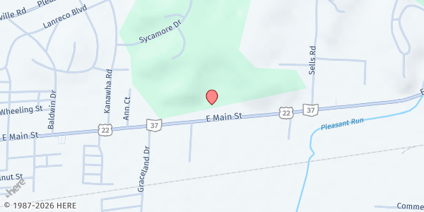 Map showing Lancaster Fairfield Comm. Action - Main Location at 1743 E. Main Street, Lancaster, OH