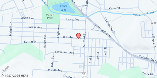 Map showing Salvation Army Lancaster Pantry at 228 W HUBERT AVE, LANCASTER, OH