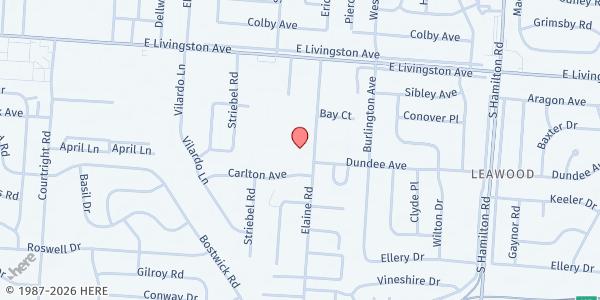 Map showing St. Philip the Apostle Catholic Church at 1573 Elaine Road, Leawood, OH