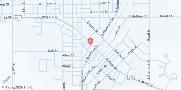 Map showing Leipsic Community Center at 120 East Main Street, Leipsic, OH