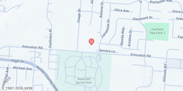 Map showing Princeton Pike Church of God - Make a Way Food Pantry at 6101 Princeton-Glendale Road, Liberty Township, OH