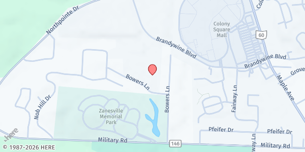 Map showing North Terrace Free Store Pantry at 1420 Brandywine Blvd., Licking View, OH