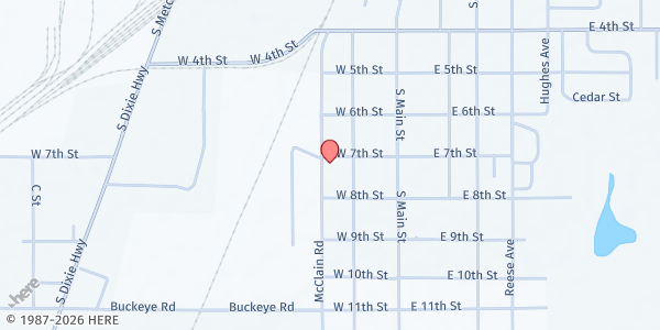 Map showing Christian Corner Community Center at 1601 McClain Road, Lima, OH