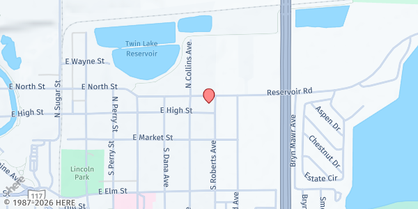 Map showing In Faith Ministries Food Pantry at 1575 E. High St, Lima, OH