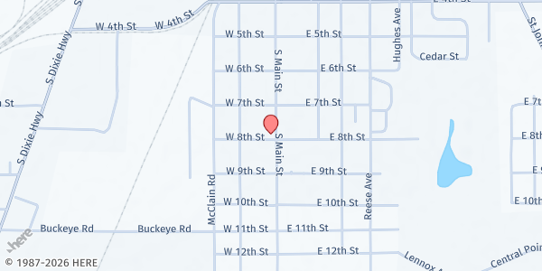 Map showing Mount Zion Church - Food Distribution Center at 1690 S Main St, Lima, OH