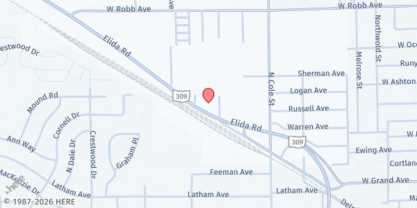Map showing Neighborhood Relief Ministries at 1500 Elida Rd, Lima, OH