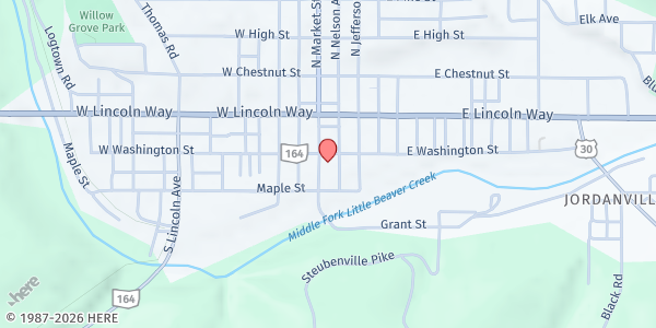 Map showing Make A Difference Food Pantry at 114 Washington St., Lisbon, OH