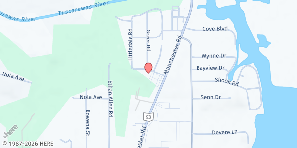 Map showing Eagle Ministries Chapel at 830 Rood Dr., Lockwood Corners, OH