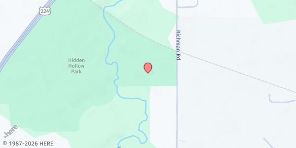 Map showing Feeding Medina County - Lodi at Hidden Hallow Camp at 8672 Richman Rd., Lodi, OH