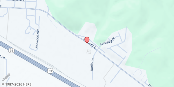 Map showing Smith Chapel Food and Clothing Mission at 1333 E FRONT ST, LOGAN, OH