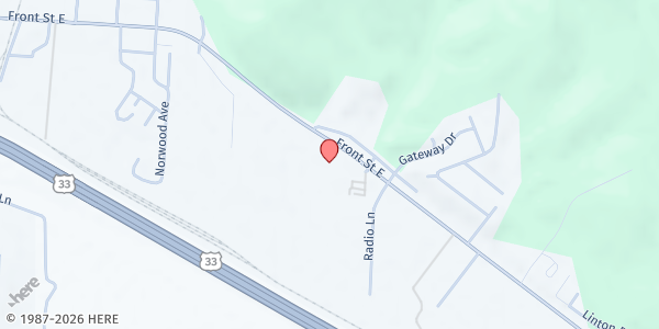 Map showing Smith Chapel Food and Clothing Mission at 1333 East Front Street, Logan, OH