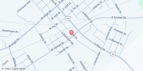 Map showing Food Thru Faith at 51 West Center St., London, OH