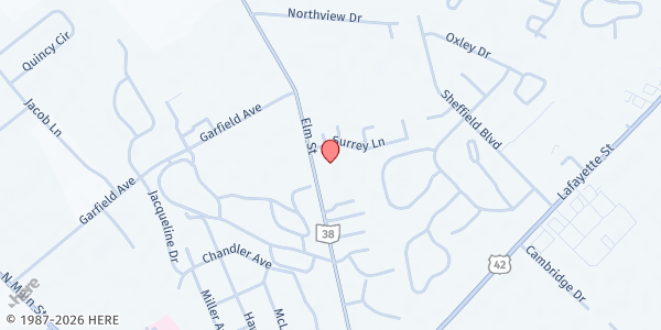 Map showing London Church of the Nazarene at 224 Elm Street, London, OH