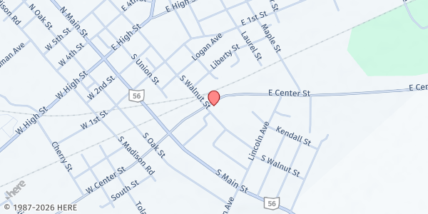 Map showing Loving Kindness Soup Kitchen at 122 East Center Street, London, OH