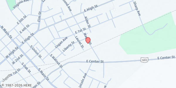 Map showing Madison County Food Pantry at 137 Maple Street, London, OH