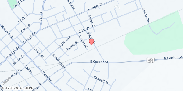 Map showing Madison County Food Pantry at 137 Maple Street, London, OH