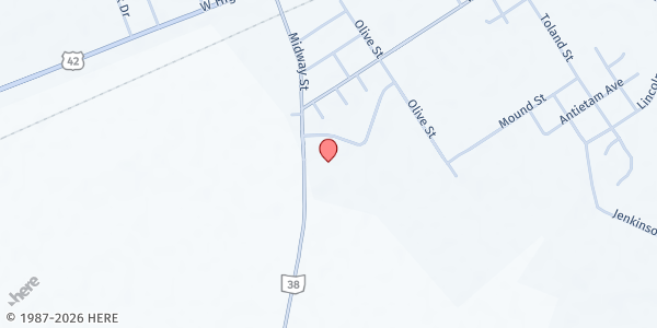 Map showing Madison County Job and Family Services at 200 Midway Street, London, OH