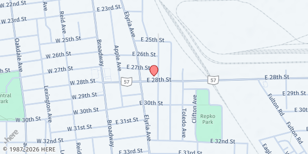 Map showing Catholic Charities Family Center of Lorain - Pantry at 2726 CAROLINE AVE, LORAIN, OH