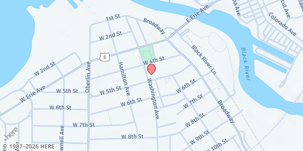 Map showing Christian Temple Pantry at 940 W 5TH ST, LORAIN, OH