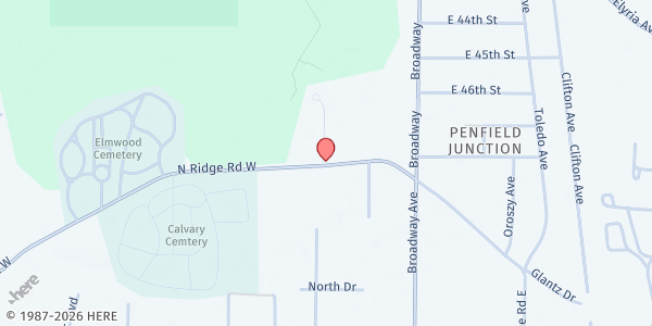 Map showing Durling Middle School at 100 N RIDGE RD W, LORAIN, OH