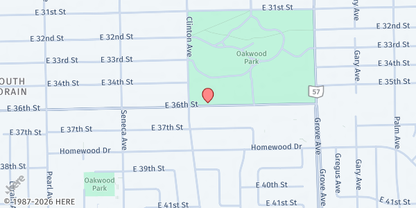 Map showing Oakwood Park at 2047 E 36th street, LORAIN, OH