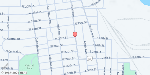 Map showing Salvation Army Lorain Pantry at 2506 BROADWAY, LORAIN, OH