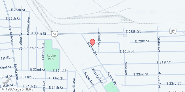 Map showing St. Ladislaus - Food Distribution Center at 1412 E 29th St, Lorain, OH