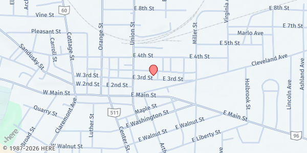 Map showing Ashland Council on Aging - Loudonville at 240 E 3rd Street, Loudonville, OH