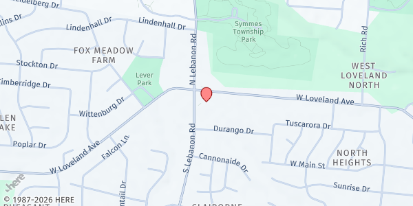 Map showing LIFE Food Pantry at 101 South Lebanon Rd., Loveland, OH