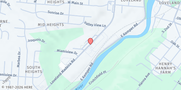 Map showing LIFE Food Pantry at 677 Loveland Madeira Rd, Loveland, OH