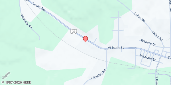 Map showing Lucas Area Helping Hands at 252 W Main St, Lucas, OH