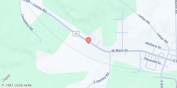 Map showing Lucas Area Helping Hands at 252 W. Main St, Lucas, OH