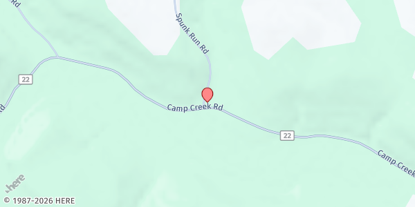 Map showing Camp Creek Township Building at 14 Spunk Run Road, Lucasville, OH
