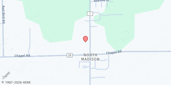 Map showing Madison Food Center at 1954 Hubbard Rd, Madison, OH