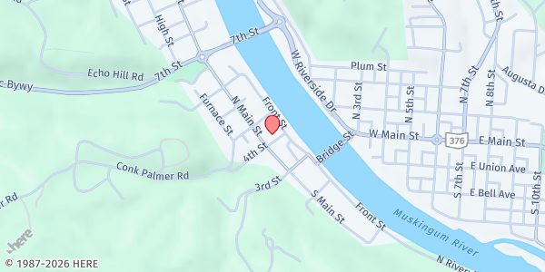 Map showing Morgan County United Ministries Food Pantry at 20 4th Street, MALTA, OH