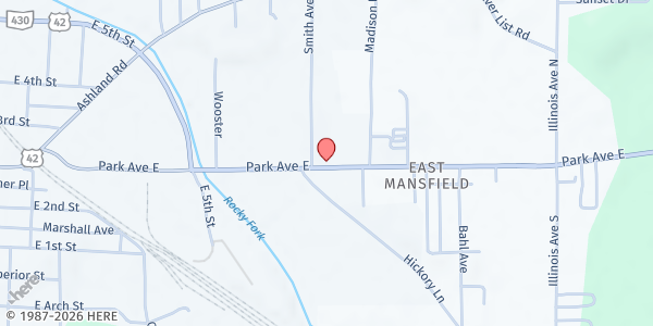 Map showing Catholic Charities of Toledo - Mansfield at 523 Park Ave E, Mansfield, OH