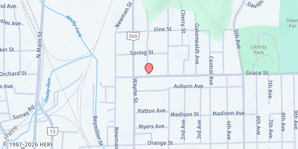 Map showing Mount Sinai Baptist Church at 275 Grace St, Mansfield, OH