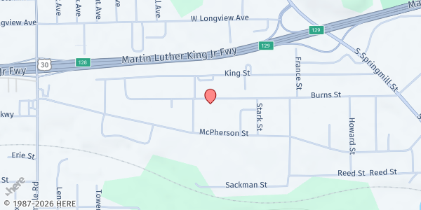 Map showing New Jerusalem Progressive Church Of God in Christ at 709 Burns St, Mansfield, OH