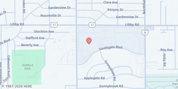 Map showing District 7 Helping Hand Mobile Pantry at 5345 Warrensville Center Rd, Maple Heights, OH
