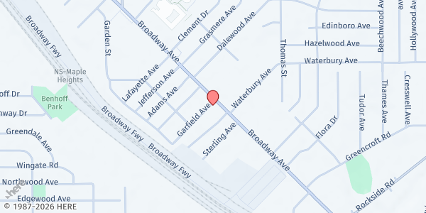 Map showing Maple Heights Pantry at 17100 Broadway Ave, Maple Heights, OH