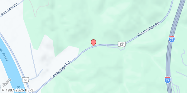 Map showing Greater Marietta Community Food Pantry at 635 Ohio 821, Marietta, OH