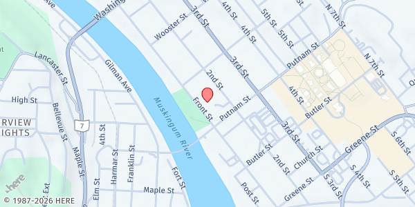 Map showing Marietta Community Food Pantry at 318 Front St., Marietta, OH