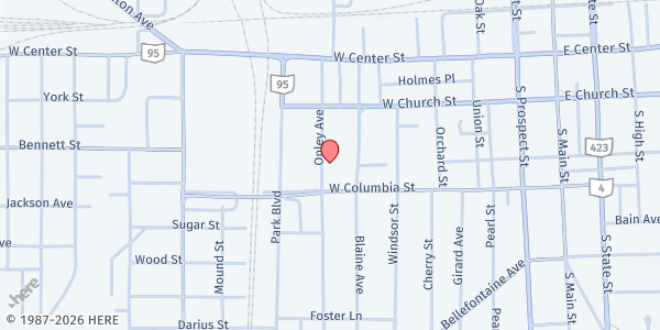 Map showing Life Link Community Pantry at 248 Olney Avenue, Marion, OH