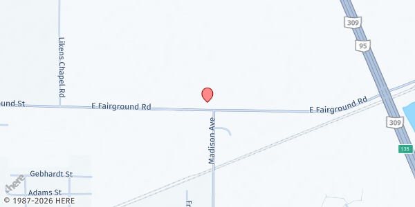 Map showing Victory Center Pantry - Marion at 1190 E. Fairground Rd., Marion, OH