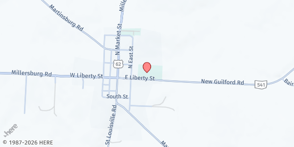 Map showing INJOY Food Pantry at 166 West Liberty Street, Martinsburg, OH