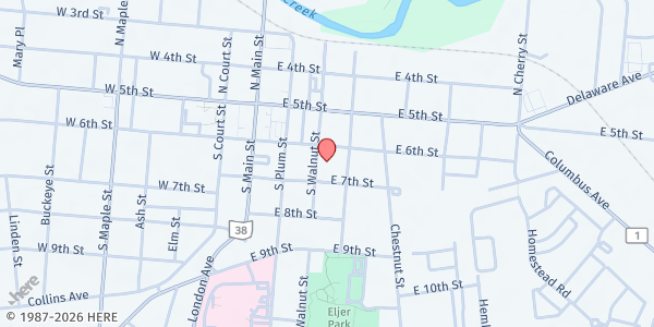 Map showing Trinity Lutheran Church - Marysville at 311 E. 6th St., Marysville, OH