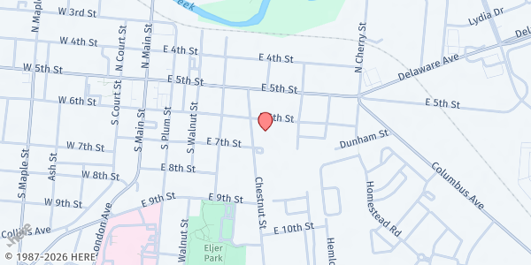 Map showing Union County Community Kitchen at 212 Chestnut St., Marysville, OH