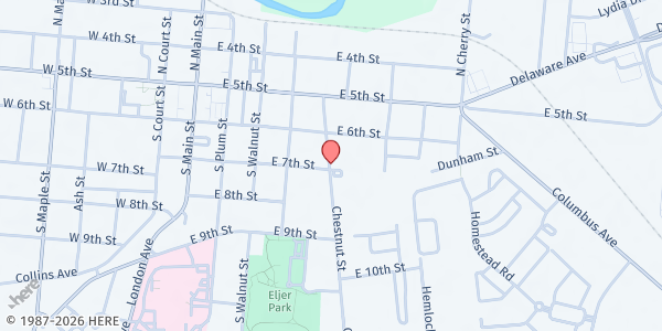 Map showing Union County Community Kitchen - Marysville at 212 Chestnut St., Marysville, OH